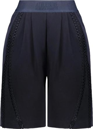 Alberta Ferretti Shorts met Logo - Dames - Korte sportbroeken - Blauw - XL - Katoen - Fitness