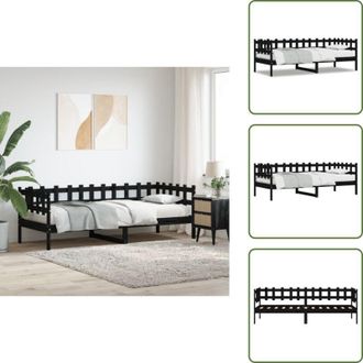 vidaXL Letto con sponde - vidaXL Dormeuse Nera 80x200 cm in Legno Massello di Pino - Letto multifunzione