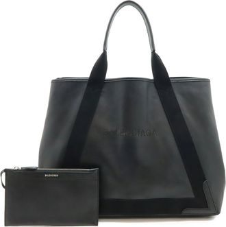 Balenciaga Black Navy Leather Pouch Shoulder Bag Tote Bag (Pre-Owned)