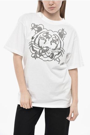 Kenzo Cotton Crewneck T-Shirt With Front Logo size S