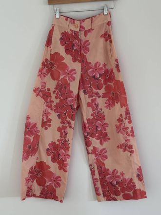 A Shirt Thing Womens Marnie Floral Parachute Pant In Tan