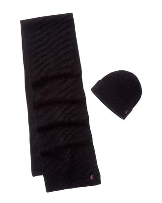 Brooks Brothers 2Pc Wool & Cashmere-Blend Hat & Scarf Set