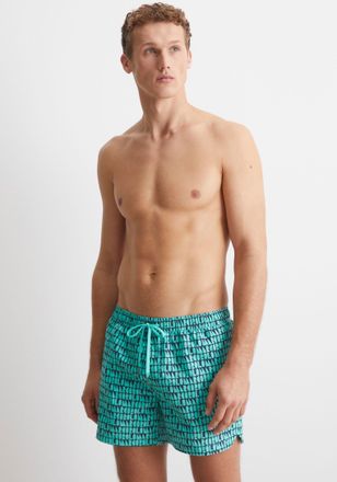 Marc O'Polo Badeshorts MARC OPOLO Mini Geo Print, Herren, Gr. M, N-Gr, blau (schwarz navy print), Obermaterial: 100% Polyester, gemustert, Badehosen Badeshorts, m