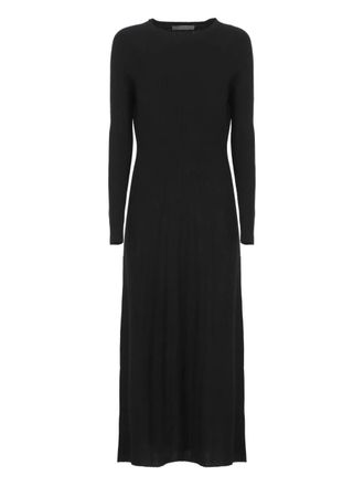 D.exterior round-neck long-sleeves midi dress - women - Cashmere/Wool/Polyamide/Viscose - S - Black