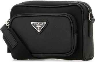 Prada Mens Black Re-Nylon And Leather Crossbody Bag Nero Poliammidericiclata-Vitello Borse A Tracolla