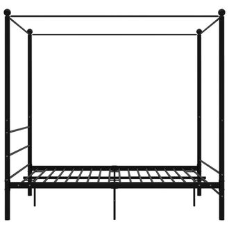 Berkfield Home Durable Canopy Bed Frame Black Metal 160x200 cm