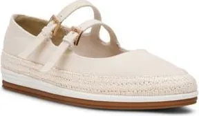 Anne Klein Jasiel Mary Jane Flat in Cream Canvas at Nordstrom Rack, Size 5.5