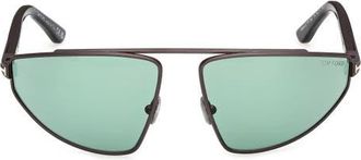 Tom Ford Parker 64mm Oversize Pilot Sunglasses in Matte Dark Ruthenium/green Lens at Nordstrom