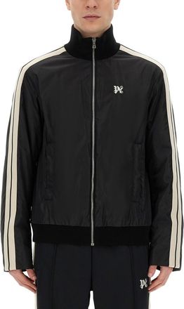 Palm Angels Black Stripes Mock Collar Sweatshirt