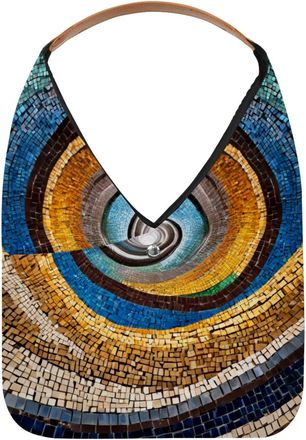 Generic Mosaic Spiral Pattern Reusable Lightweight Grocery Bags - Foldable Into Compact Pouch, Washable & Sturdy, Multipurpose for Shopping and Travel