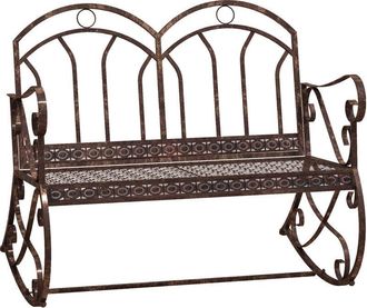 OUTSUNNY Rocking Chair Swing Bench Loveseat Metal Bronze Garden Outdoor