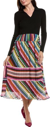 Elie Tahari The Mave Mixed Media Venus Midi Dress