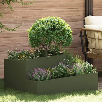 Berkfield Home Planter Olive Green 80x80x50 cm Cold-rolled Steel | Size: 80 x 80 x 50 cm