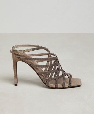 Brunello Cucinelli Copper Leather Stiletto Heel Womens Sandals