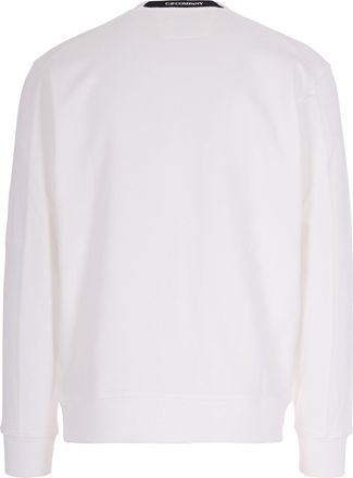 C.P. Company Mens Crewneck Sweatshirt Gauze White Cotton Sweatshirts Sweater