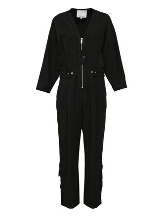 3.1 Phillip Lim belted zip-front jumpsuit - women - Cotton/Viscose - 2 - Black