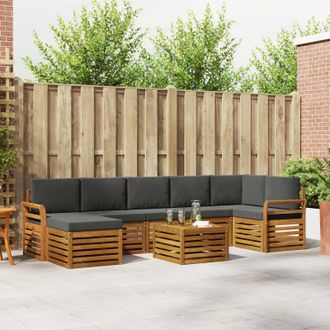 vidaXL Vidaxl Set Di Divani Da Esterno 8 Pz Naturale E Antracite