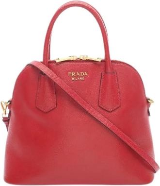 Prada Pre-owned Handbags, female, Red, Size: ONE SIZE Pre-owned Saffiano Cuir Handbag