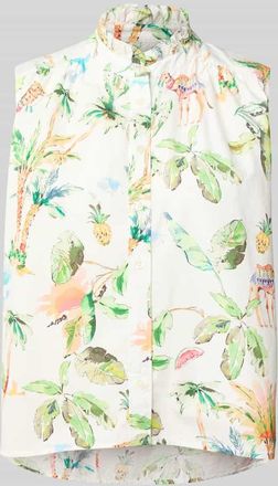 Emily van den Bergh Bluse mit R&uuml;schenkragen und Knopfleiste in Offwhite, Gr&ouml;&szlig;e 36