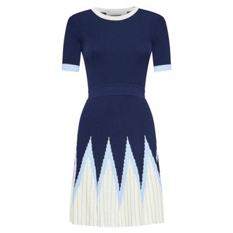 Silvian Heach Geometric Knitted Dress - Dames - Kleedjes - Blauw - L - Kleedjes