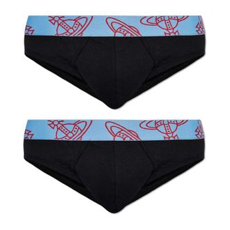 Vivienne Westwood Ondergoed, Heren, Zwart, XL, Katoen, Tweekleurige set logo boxershorts