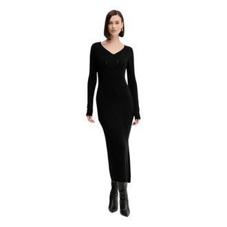 Twinset Abito Lungo in Filato Treeblend - - Dresses - Donna - Nero - S