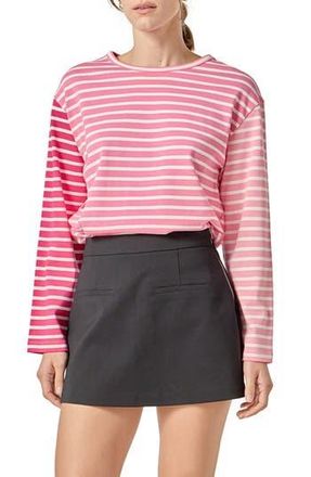 English Factory Colorblock Stripe Long Sleeve Cotton T-Shirt in Pink Multi at Nordstrom Rack, Size X-Small