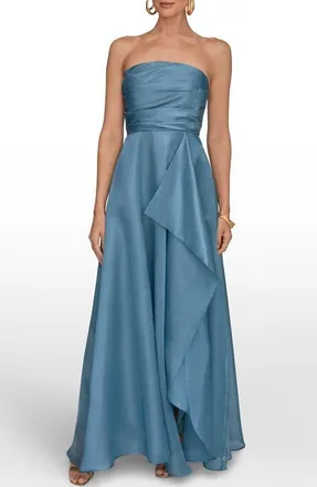 DKNY Strapless Ruffle Gown in Washed Indigo at Nordstrom, Size 14