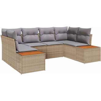 vidaXL Garden Sofa Set 6 pcs Beige and Light Grey Poly Rattan vidaXL