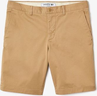 Lacoste Mens Slim Fit Stretch Cotton Shorts in Beige - Size 42 inch