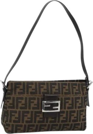 Fendi Pre-owned Zucca Canvas Shoulder Bag - Dames - Vintage Schoudertas - Bruin - ONE Size - Leer - Vintage