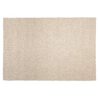 Macabane Alfombra rectangular de lana rizada beige de 160x230 cm