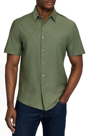 Brooklyn Brigade Solid Mapleton Luxe Cross Dyed Short Sleeve Shirt in Olive at Nordstrom, Size Xx-Large