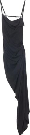 Jacquemus Kleedjes, Dames, Zwart, M, Zwarte Jurk met Asymmetrische Zoom