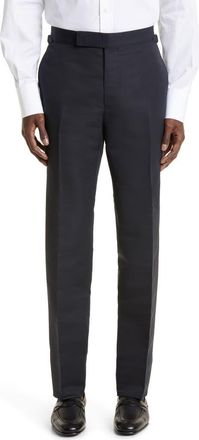 Tom Ford Shelton Cotton & Silk Poplin Tuxedo Pants in Black at Nordstrom, Size 42 Us