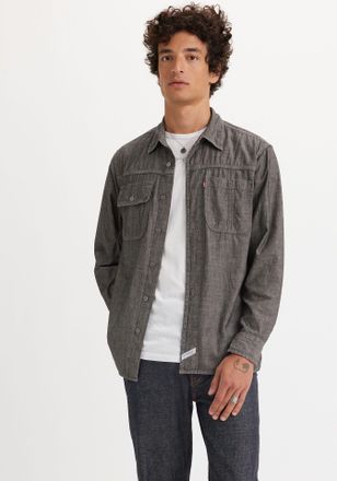 Levi's Langarmhemd LEVIS, Herren, Gr. XL, N-Gr, schwarz (riley schwarz chambray), Web, Obermaterial: 100% Baumwolle, Hemden Langarmhemd, LS AUBURN WORKER BLU