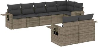 vidaXL Vidaxl - Set De Sof&aacute;s De Jard&iacute;n 8 Pzas Y Cojines Rat&aacute;n Sint&eacute;tico Gris