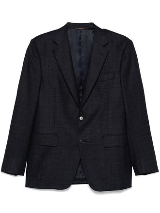 Canali check-pattern blazer - men - Cupro/Wool - 48 - Blue