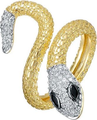 Rachel Glauber 14K Plated Cz Snake Design Ring
