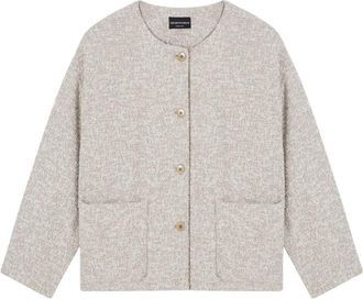 Emporio Armani Boucl&eacute; jacquard jersey jas - Dames - Blazers - Wit - S - Jassen