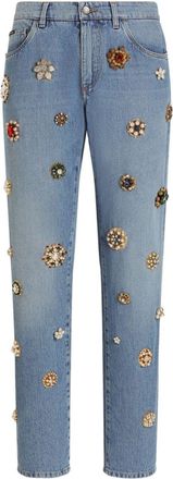 Dolce & Gabbana Jeans dritti con decorazione - Blu