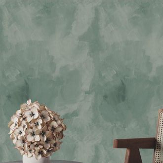 Wallpapers4Beginners Wallpapers4beginners - Carta da Parati Stucco Veneziano Verde in Fogli di Carta, 250x200cm