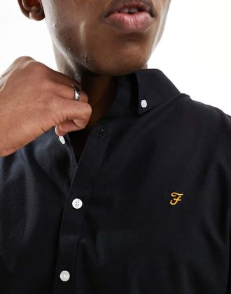 Farah Herren Oxford-Hemd – Slim Fit, 100% Bio-Baumwolle, Klassisches Indigo-Design