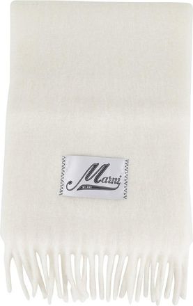 Marni Fringed White Alpaca Scarf