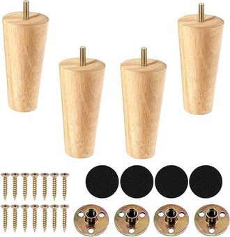 OEM Patas Para Muebles, 4 Piezas, Patas Para Muebles, 12 Cm, De Madera, Cama, Armario, Sill&oacute;n, Silla, Reposapi&eacute;s, Color Madera