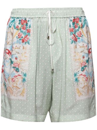 Amiri graphic-print polka-dot track shorts - Green