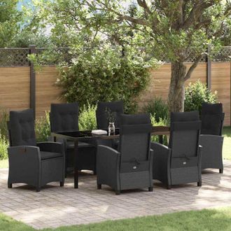 vidaXL Conjunto De Comedor De Jard&iacute;n 7 Pcs Negro Rat&aacute;n Sint&eacute;tico Vidaxl