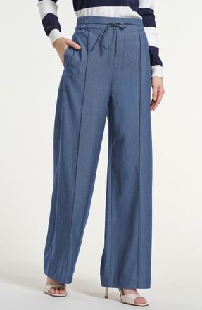 Isaac Mizrahi New York Cotton Chambray Pull-On Pants in Denim at Nordstrom, Size X-Large