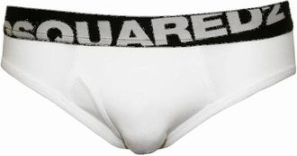 Dsquared2 Mens Angled Logo Low-Rise Brief, White/black - Size: 32/34/35