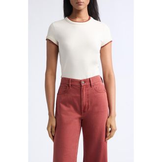 Veronica Beard Devin Short Sleeve Ringer T-Shirt in White Raisin at Nordstrom, Size X-Small